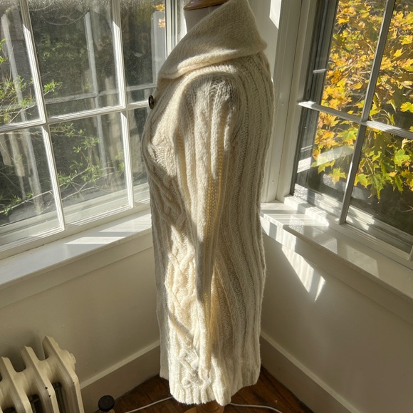 BANANA REPUBLIC chunky long open cardigan single button cable designs - Picture 5 of 8